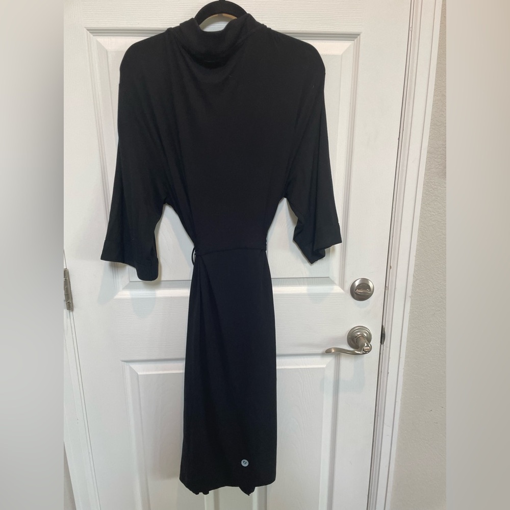 Quince Wm's Bamboo Jersey Robe Black Sz XL #86 - Picture 3 of 4